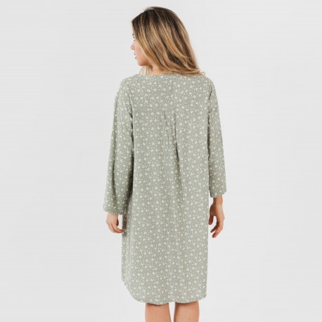 Camicia lunga viscosa Valeria verde militare