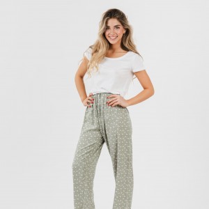Pantalone viscosa Valeria verde militare 2
