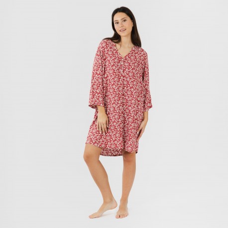 Camicia lunga viscosa Reina marsala