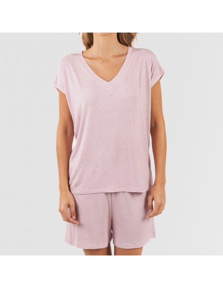 Pigiama corto manica ampia viscosa Melanie malva Pigiama corto manica ampia viscosa Melanie malva