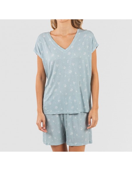 Pigiama corto manica ampia viscosa Adriane verde acqua Pigiama corto manica ampia viscosa Adriane verde acqua