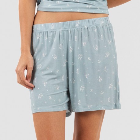 Pigiama corto manica ampia viscosa Adriane verde acqua