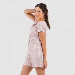 Pigiama corto manica ampia viscosa Ellene rosa chiaro 2
