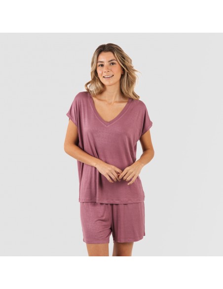 Pigiama corto manica ampia viscosa tinta unita Pigiama corto manica ampia viscosa tinta unita