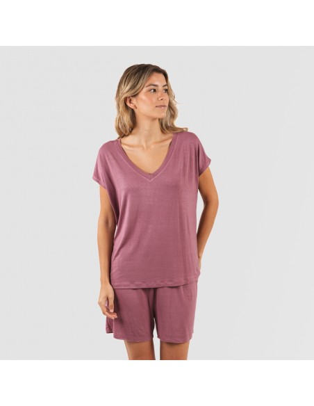 Pigiama corto manica ampia viscosa tinta unita Pigiama corto manica ampia viscosa tinta unita