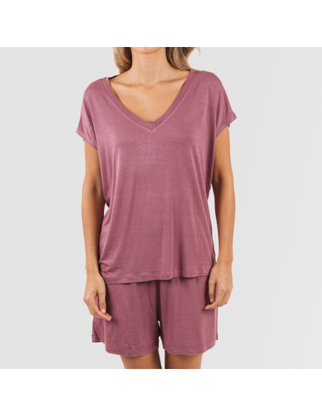 Pigiama corto manica ampia viscosa tinta unita Pigiama corto manica ampia viscosa tinta unita