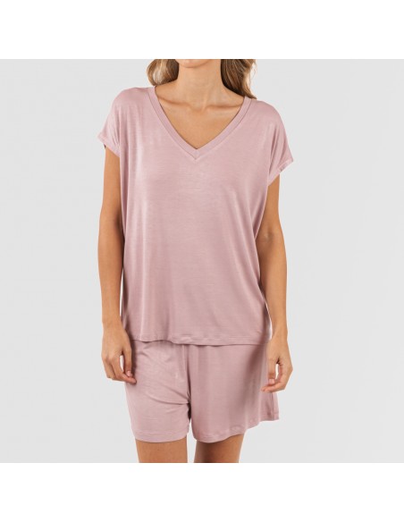 Pigiama corto manica ampia viscosa tinta unita Pigiama corto manica ampia viscosa tinta unita