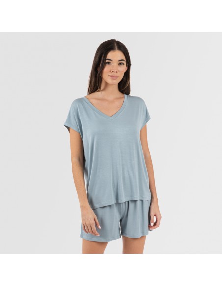 Pigiama corto manica ampia viscosa tinta unita Pigiama corto manica ampia viscosa tinta unita