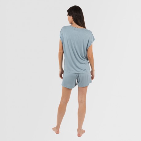 Pigiama corto manica ampia viscosa tinta unita