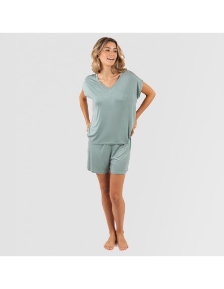 Pigiama corto manica ampia viscosa tinta unita Pigiama corto manica ampia viscosa tinta unita