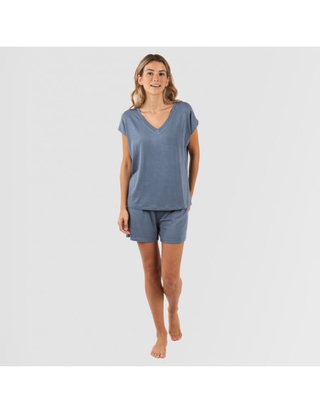 Pigiama corto manica ampia viscosa tinta unita Pigiama corto manica ampia viscosa tinta unita