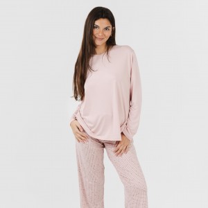 Pigiama lungo soft Maya rosa chiaro