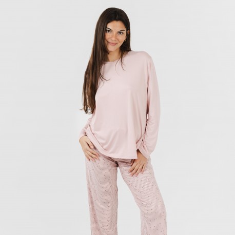 Pigiama lungo soft Maya rosa chiaro pigiami-lunghi-donna