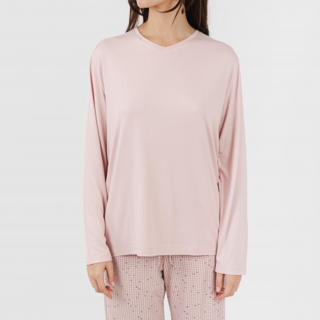 Pigiama lungo soft Maya rosa chiaro