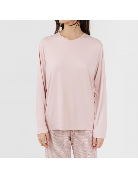 Pigiama lungo soft Maya rosa chiaro
