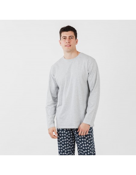 Pigiama lungo uomo cotone Octopus grigio pijama-algodon