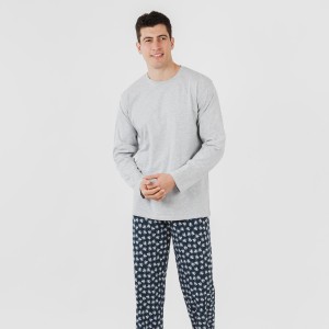 Pigiama lungo uomo cotone Octopus grigio 2