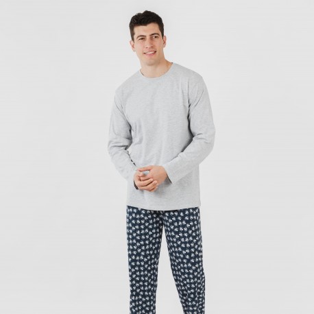 Pigiama lungo uomo cotone Octopus grigio
