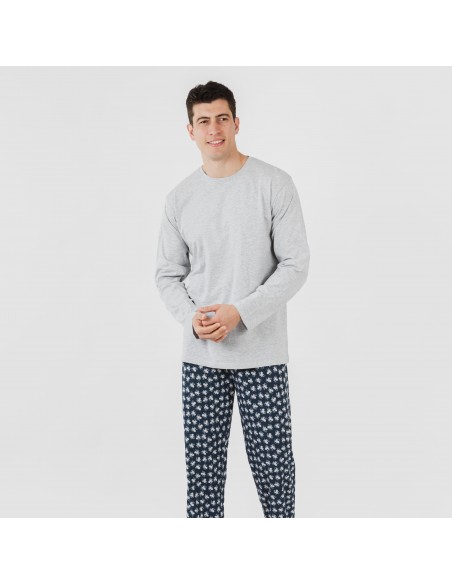 Pigiama lungo uomo cotone Octopus grigio Pigiama lungo uomo cotone Octopus grigio