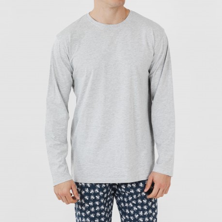 Pigiama lungo uomo cotone Octopus grigio