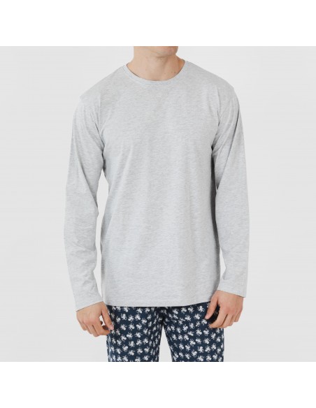 Pigiama lungo uomo cotone Octopus grigio Pigiama lungo uomo cotone Octopus grigio