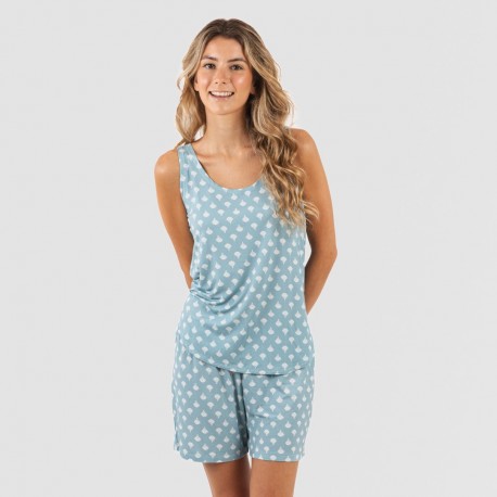 Pigiama con spalline viscosa Summer indaco pijama-tirantes-mujer-viscosa