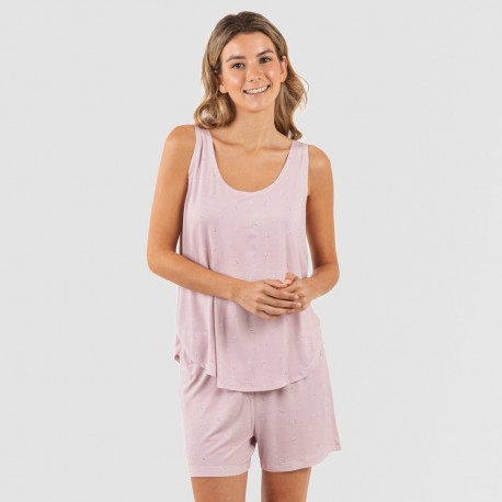 Pigiama con spalline viscosa Melanie malva pijama-tirantes-mujer-viscosa