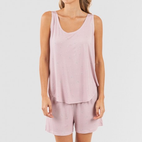 Pigiama corto canotta viscosa Melanie malva