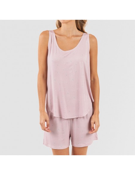 Pigiama corto canotta viscosa Melanie malva