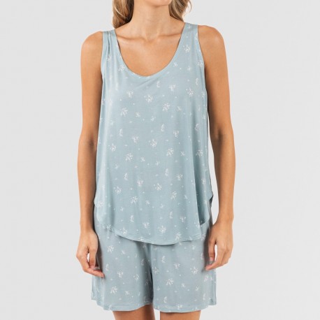 Pigiama corto canotta viscosa Adriane verde acqua