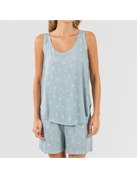 Pigiama corto canotta viscosa Adriane verde acqua