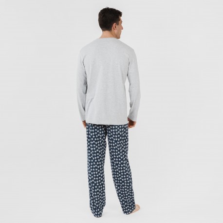 Pigiama lungo uomo cotone Octopus grigio
