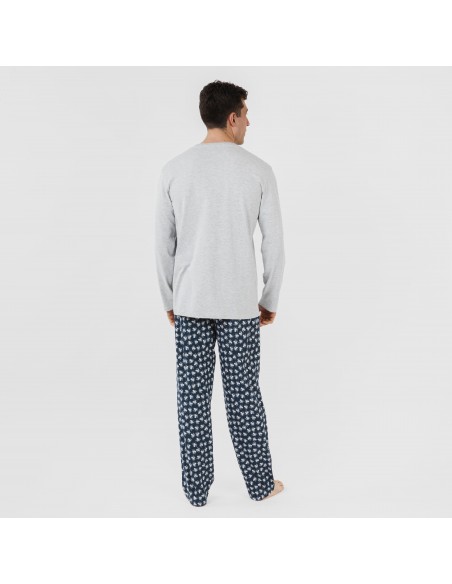 Pigiama lungo uomo cotone Octopus grigio Pigiama lungo uomo cotone Octopus grigio