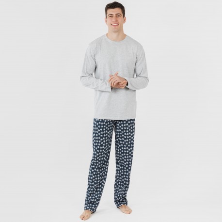 Pigiama lungo uomo cotone Octopus grigio