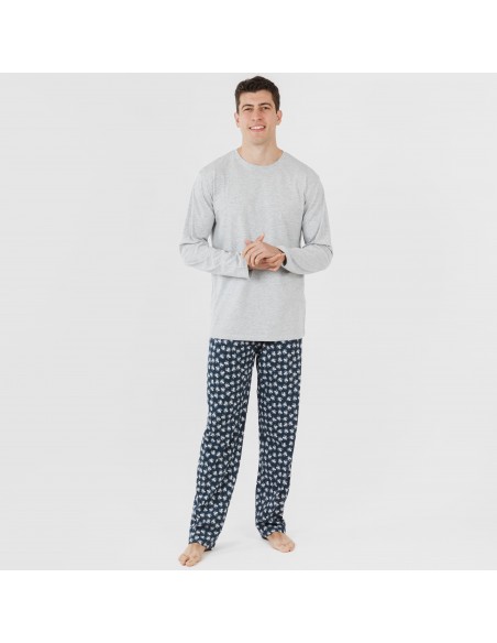 Pigiama lungo uomo cotone Octopus grigio Pigiama lungo uomo cotone Octopus grigio