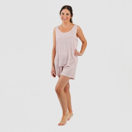 Pigiama corto canotta viscosa Ellene rosa chiaro