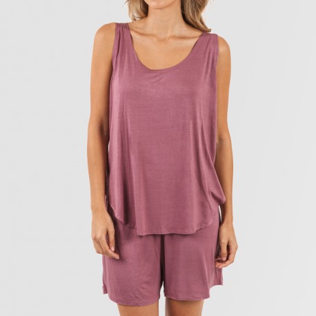 Pigiama corto canotta viscosa tinta unita