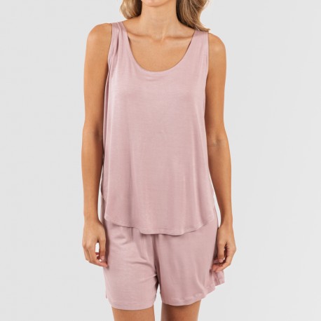Pigiama corto canotta viscosa tinta unita