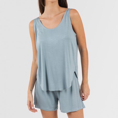 Pigiama corto canotta viscosa tinta unita