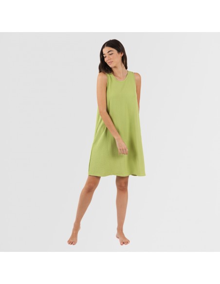 Vestito corto canotta bambula tinta unita