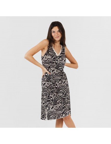 Vestito midi canotta soft Guiomar beige nero Vestito midi canotta soft Guiomar beige nero