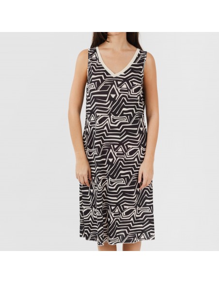 Vestito midi canotta soft Guiomar beige nero Vestito midi canotta soft Guiomar beige nero