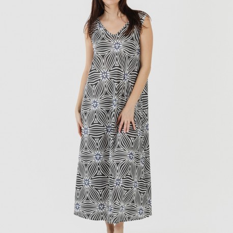 Vestito lungo canotta soft Naty beige nero