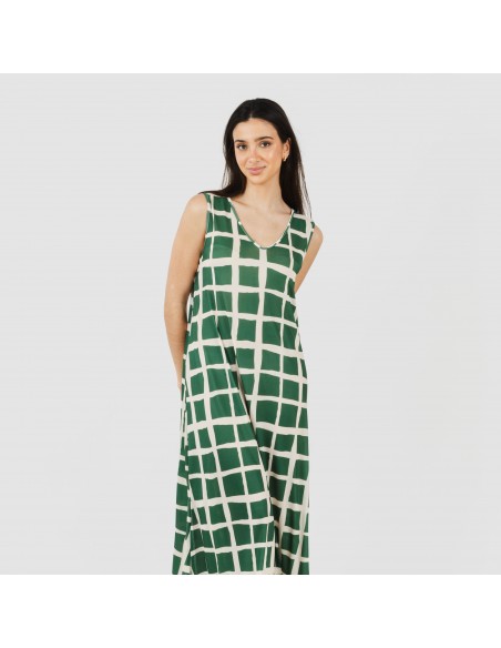 Vestito lungo canotta soft Naroa verde bottiglia