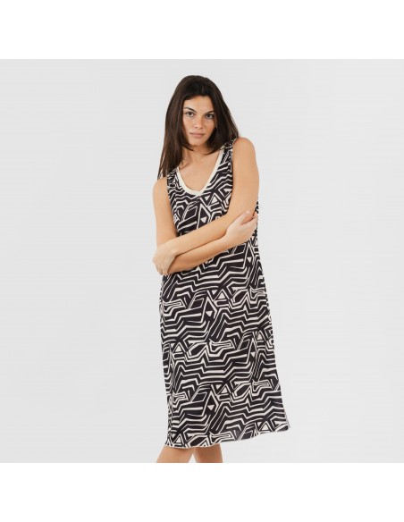 Vestito midi canotta soft Guiomar beige nero Vestito midi canotta soft Guiomar beige nero