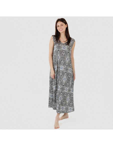 Vestito lungo canotta soft Naty beige nero Vestito lungo canotta soft Naty beige nero