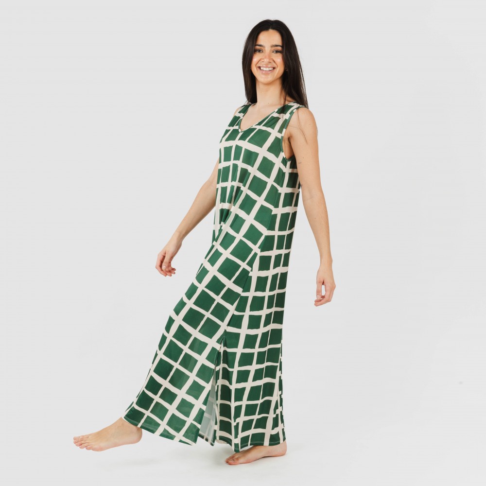 Vestito lungo canotta soft Naroa verde bottiglia