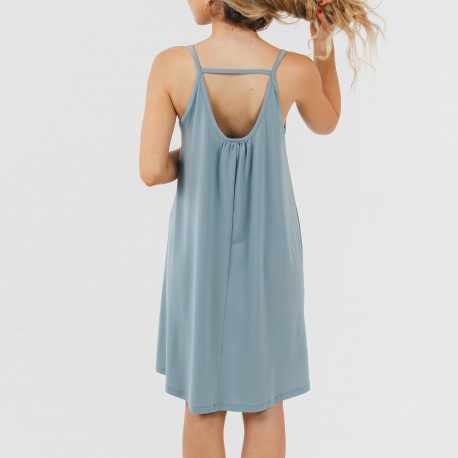 Vestito corto con spalline crêpe tinta unita