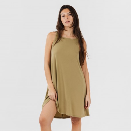 Vestito corto con spalline crêpe tinta unita