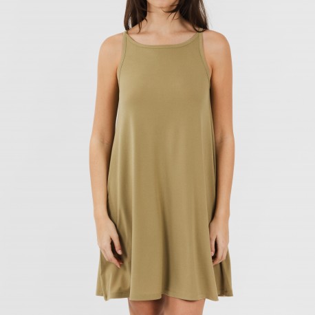 Vestito corto con spalline crêpe tinta unita